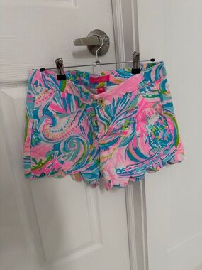 Lilly Pulitzer Pink, Blue & Green Scallop Hem Shorts